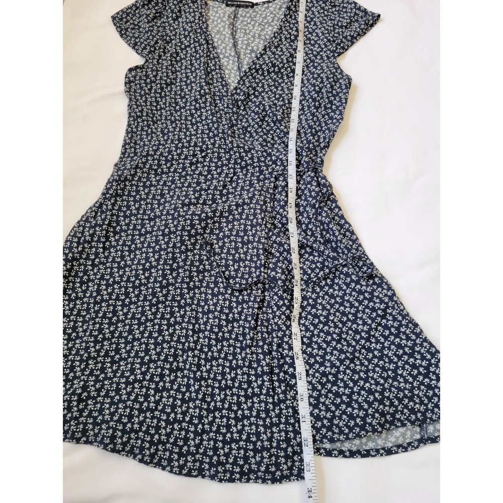 Brandy Melville Blue Robbie Wrap Dress Navy Blue Floral Italy Lightweight Sz M - Picture 5 of 6
